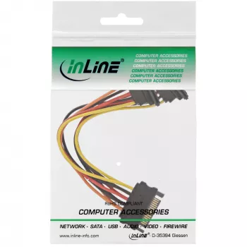 InLine SATA-stroom-Y-kabel SATA-bus / 2x SATA-stekker met vergrendeling 0,15 m