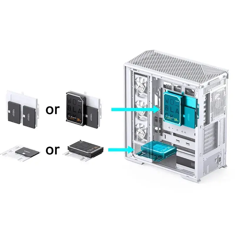 Computerbehuizing Jonsbo D400 Midi Tower ATX tempered glass – wit
