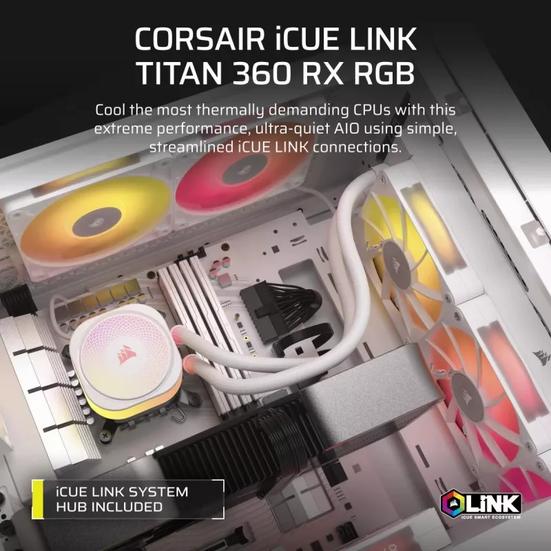 CORSAIR CPU-koeler - iCue Link Titan 360 Rx RGB AIO vloeistofkoeler - wit