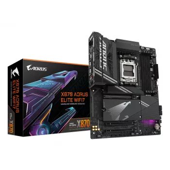 GIGABYTE X870 AORUS ELITE WIFI7 moederbord - ondersteunt AMD Ryzen 9000 CPU's, 16+2+2 fasen VRM, tot 8000MHz DDR5 (OC), 3xPCIe 5.0 + 1xPCIe 4.0, Wi-Fi 7, 2.5GbE LAN, USB 4