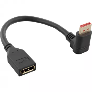 InLine DisplayPort 1.4 adapterkabel M/F, 8K4K, naar beneden afgehoekt, zwart/goud