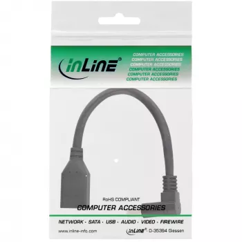 InLine DisplayPort 1.4 adapterkabel M/F, 8K4K, naar beneden afgehoekt, zwart/goud