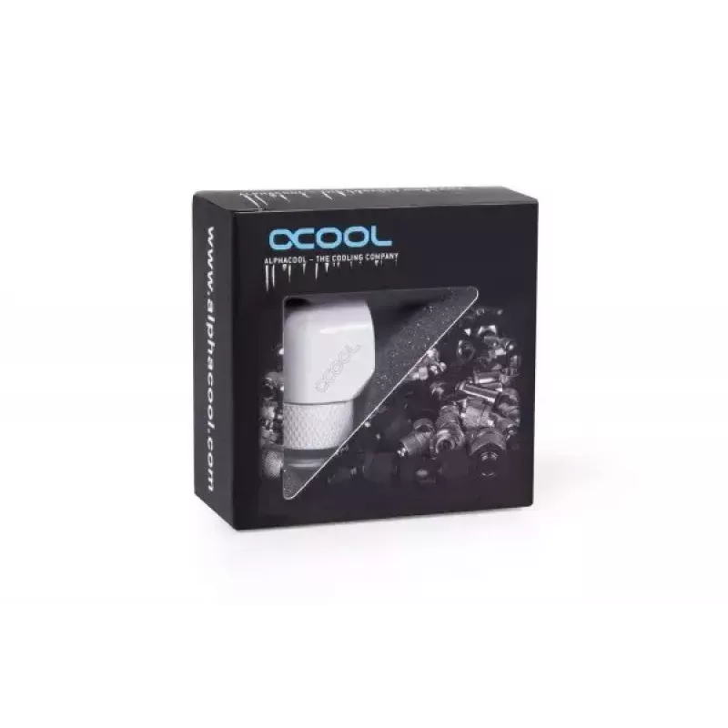 Montageset Alphacool Eiszapfen L-connector draaibaar G1/4 buitendraad naar G1/4 binnendraad wit