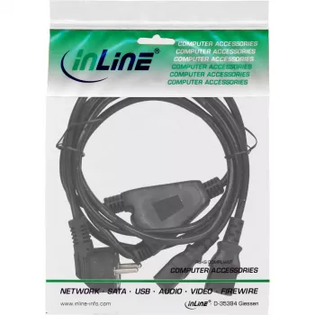 InLine Y-stroomkabel 1x CEE 7/7 haaks / 2x 3-polig IEC C13 stekker, 1,8 m
