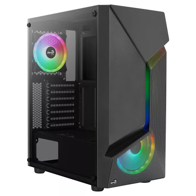 Aerocool SCAPEBKV3 gaming ATX-behuizing front RGB LED gehard glas 3x ARGB-ventilator zwart