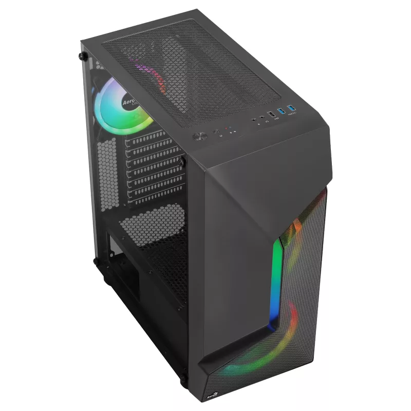 Aerocool SCAPEBKV3 gaming ATX-behuizing front RGB LED gehard glas 3x ARGB-ventilator zwart
