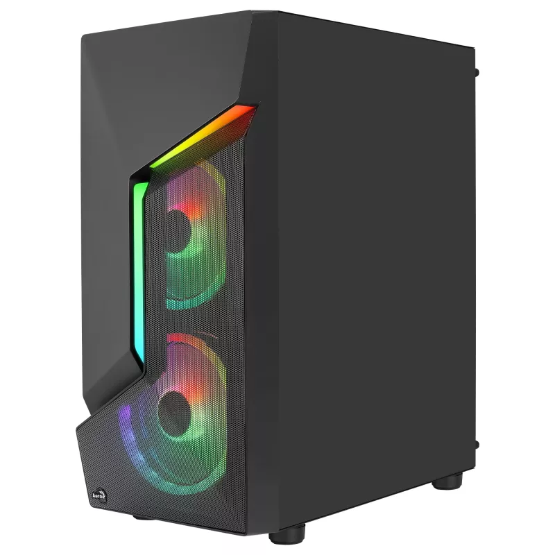 Aerocool SCAPEBKV3 gaming ATX-behuizing front RGB LED gehard glas 3x ARGB-ventilator zwart