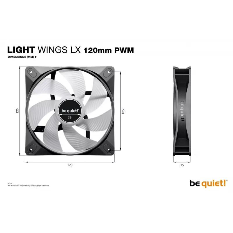 be quiet! LIGHT WINGS LX 120mm PWM computerbehuizing-ventilator 12 cm zwart 1 stuk