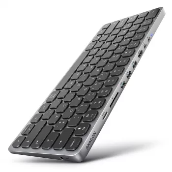 Axagon HMC-KB-GE, USB 5Gbps-hub met toetsenbord, HDMI 4K/60Hz, 3x USB-A, SD/mSD, audio, PD 100, Duitse layout