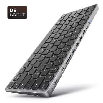 Axagon HMC-KB-GE, USB 5Gbps-hub met toetsenbord, HDMI 4K/60Hz, 3x USB-A, SD/mSD, audio, PD 100, Duitse layout