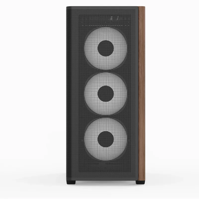 Aerocool D501A Midi Tower zwart, hout