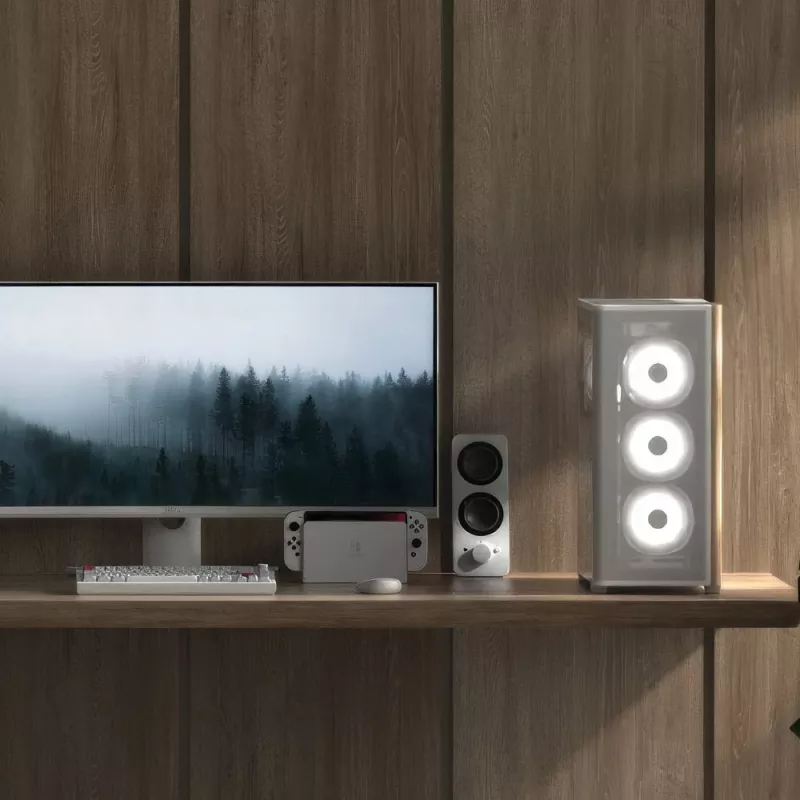 Aerocool D501A Midi Tower zwart, hout