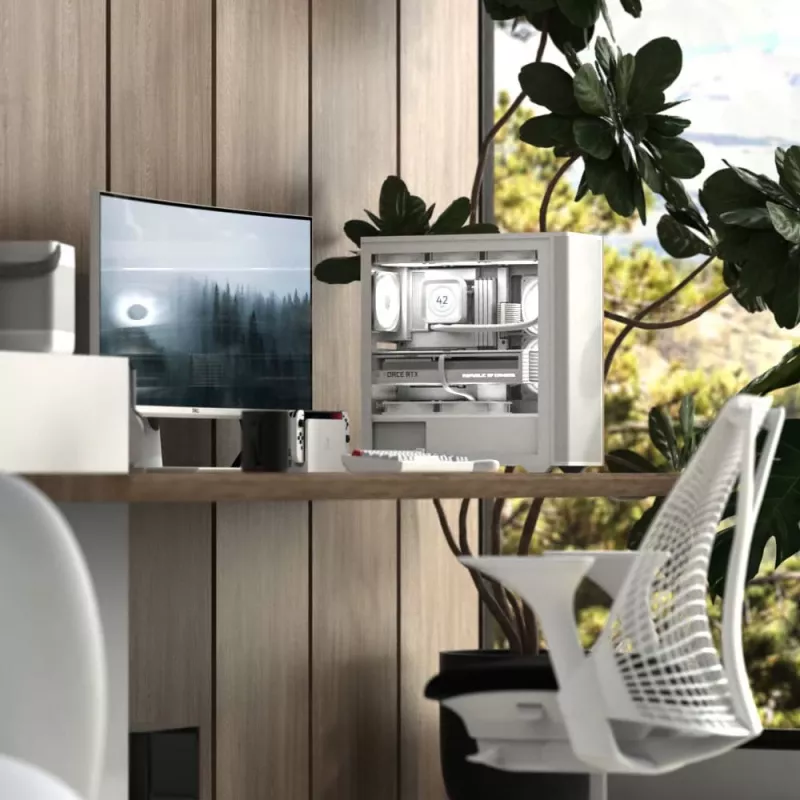 Aerocool D501A Midi Tower zwart, hout