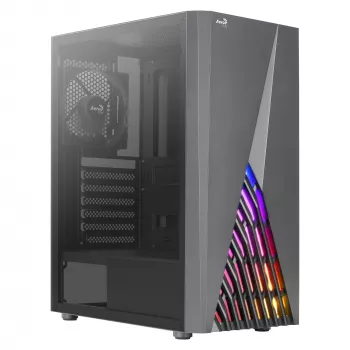 Aerocool DELTABKV1 ATX pc-behuizing RGB-front, volledig zijvenster, 12cm ventilator, zwart