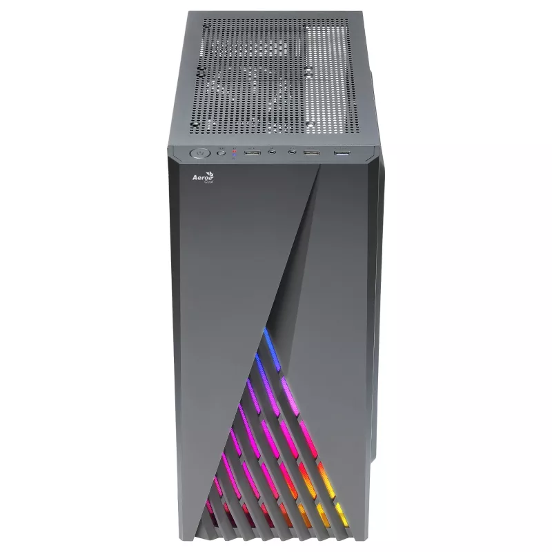 Aerocool DELTABKV1 ATX pc-behuizing RGB-front, volledig zijvenster, 12cm ventilator, zwart