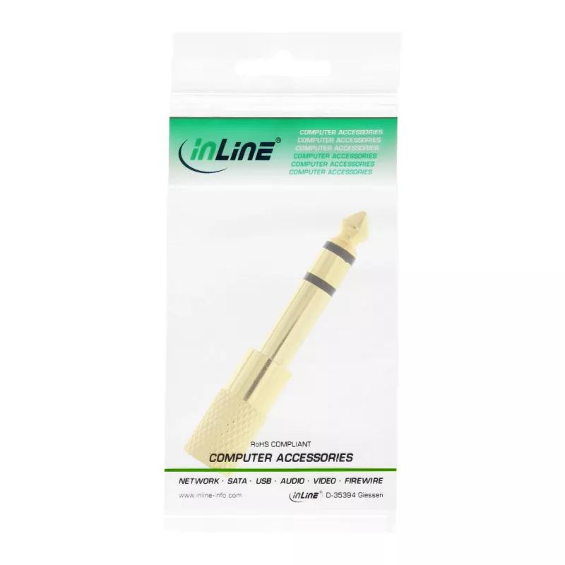 InLine audio-adapter 6,3mm stekker / 3,5mm bus stereo verguld metaal