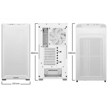 PC-behuizing be quiet! PURE BASE 501 Airflow Midi Tower wit — ATX, 3×140mm voor, 1×140 mm achter, 5×2,5 inch, 2×3,5 inch, USB‑C, PWM-ondersteuning