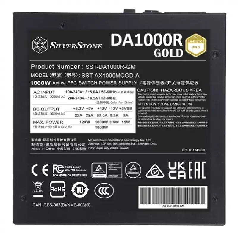 Voeding Silverstone DA1000R Gold 1000 W