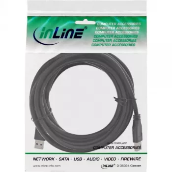 InLine USB 3.2 Gen.1 kabel Type-A stekker / A stekker, zwart, 5m