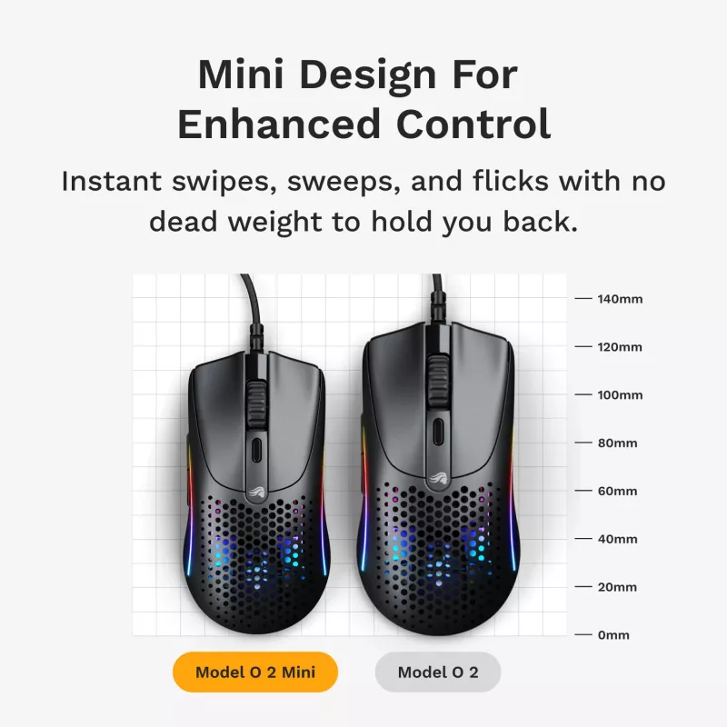 Gaming-muis Glorious Gaming Model O 2 Mini Gaming-muis RGB zwart