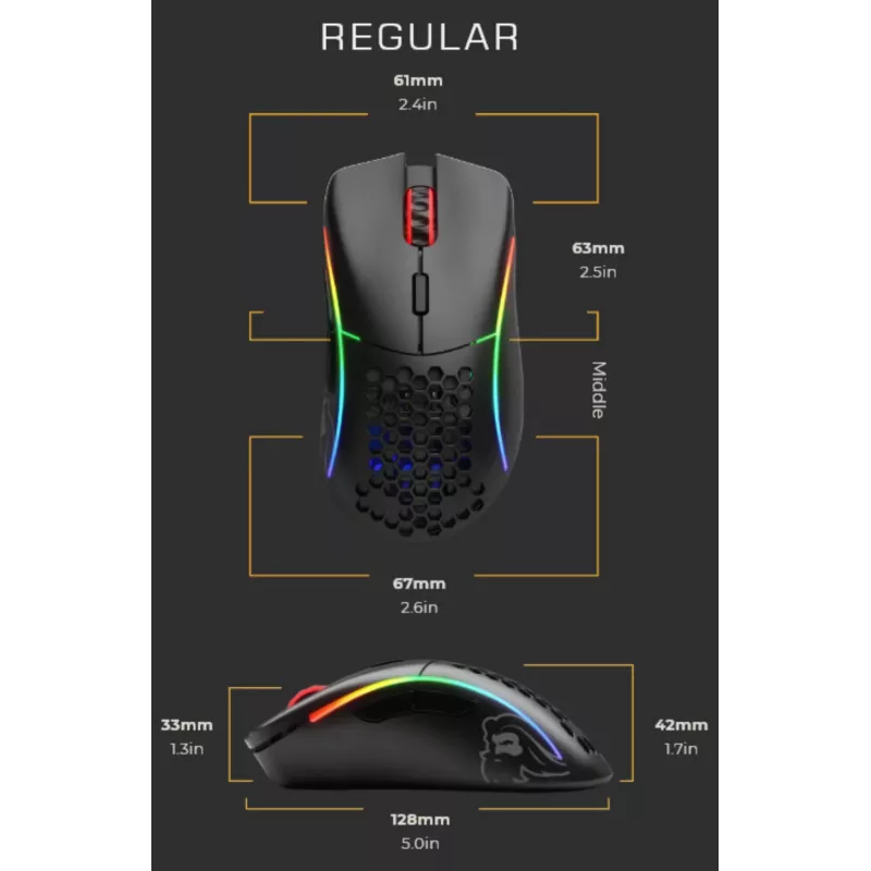 Glorious Gaming Glorious Model D Wireless – matzwart, rechtshandig, RF Wireless, 19000 DPI, zwart
