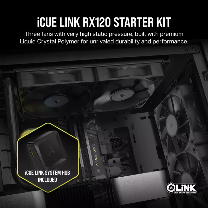 CORSAIR Rx Series iCUE LINK RX120 120-mm-ventilator, set van drie
