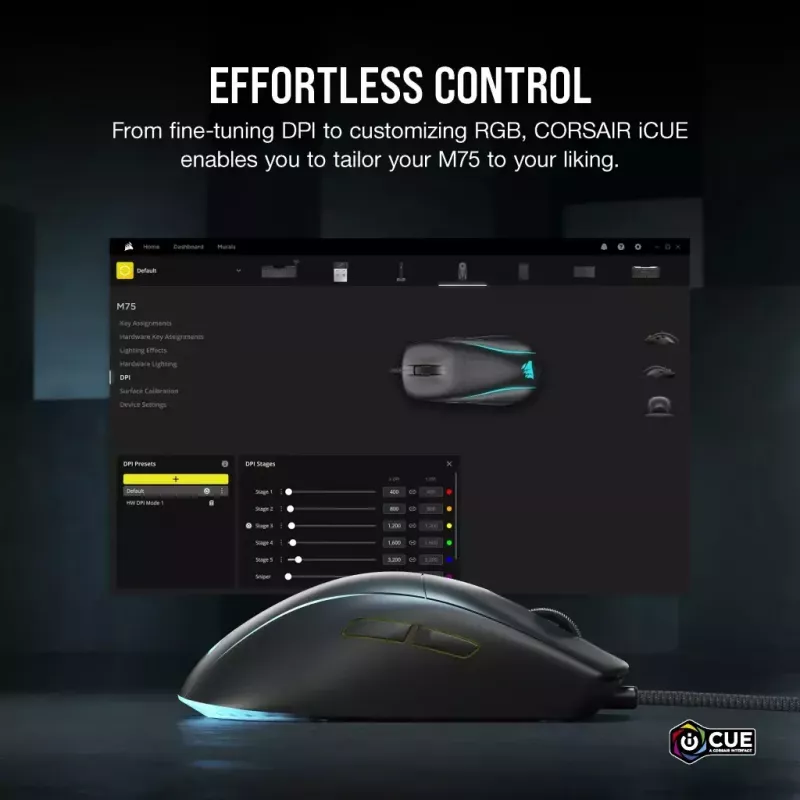 Corsair M75 lichtgewicht RGB USB Type-A muis