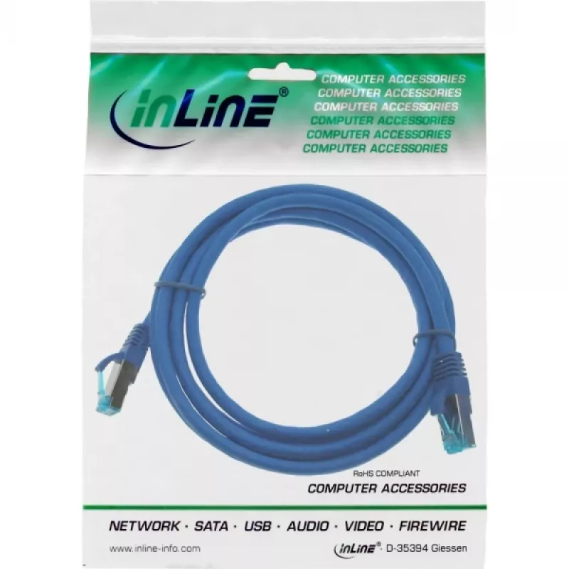 InLine patchkabel S/FTP PiMF Cat.6A halogeenvrij 500MHz blauw 5m