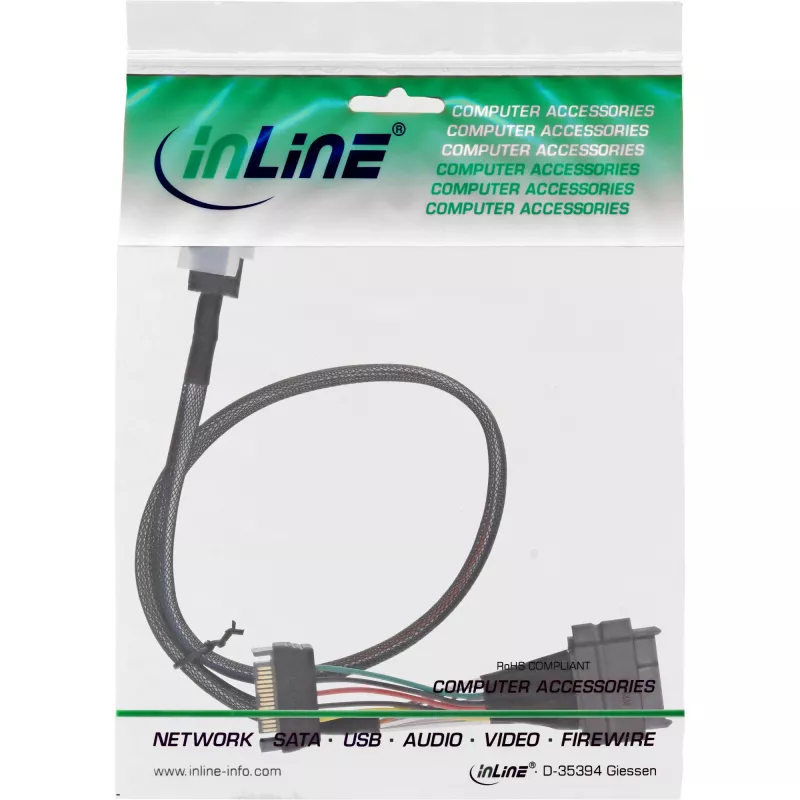 InLine U.2 aansluitkabel, SSD met U.2 (SFF-8639) naar SFF-8643 + stroom, 0,5 m