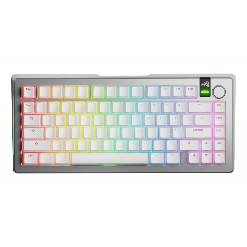 Glorious GMMK 3 Pro 75 % draadloos gamingtoetsenbord, Pre-Built, Fox-switches, US ANSI, zilver