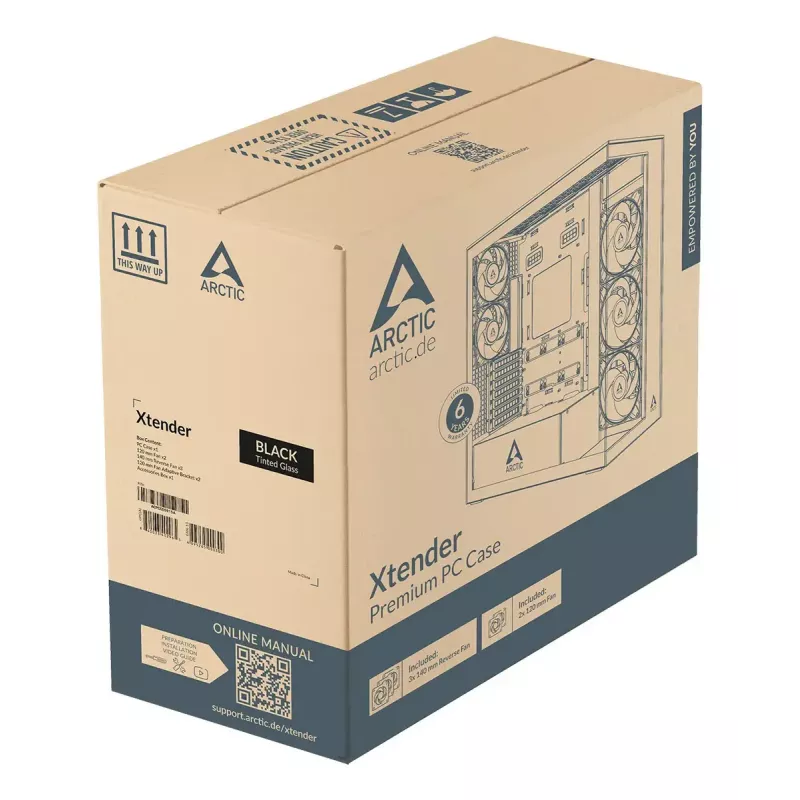 ARCTIC Xtender VG (Black) Premium E-ATX pc-behuizing met verticale GPU-montage