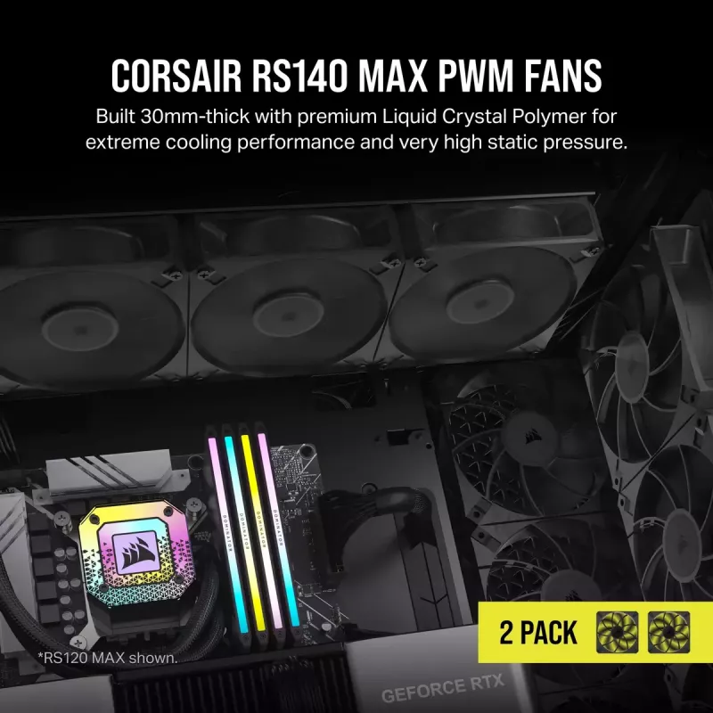 Ventilator Corsair RS140 MAX computerbehuizing-ventilator 14 cm zwart 2 stuks