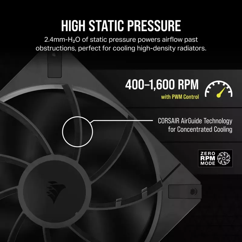 Ventilator Corsair RS140 MAX computerbehuizing-ventilator 14 cm zwart 2 stuks