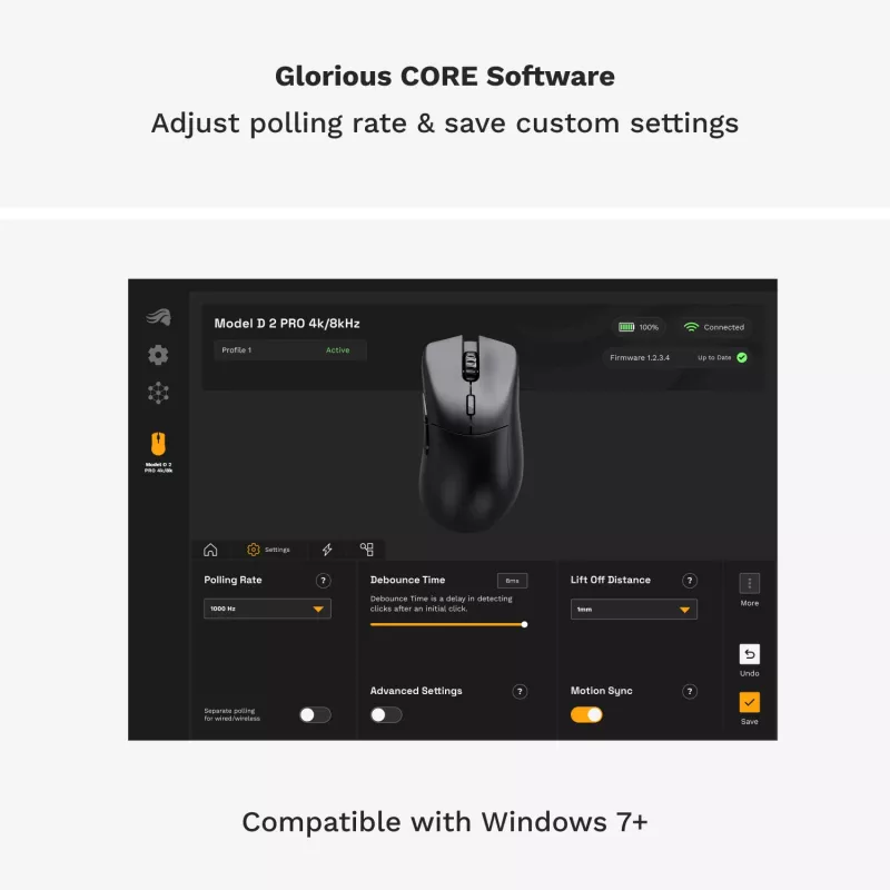 Glorious Gaming Glorious Model D 2 PRO Wireless - 1K Polling - zwart
