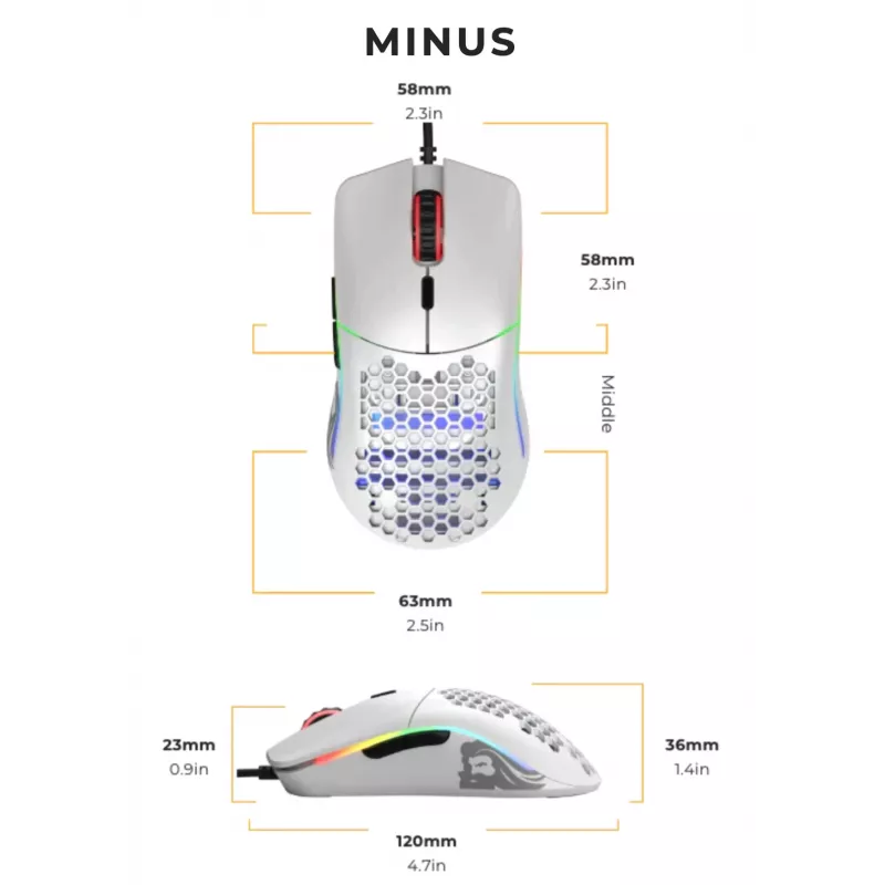 Glorious Gaming Glorious Model O- muis regular (wit), rechtshandig, optisch, USB Type-A, 3200 DPI, wit