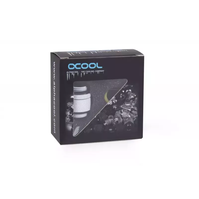 Alphacool Eiszapfen 17489 draaibare dubbele nippel-adapter G1/4 male naar G1/4 male, messing, 22 mm, wit