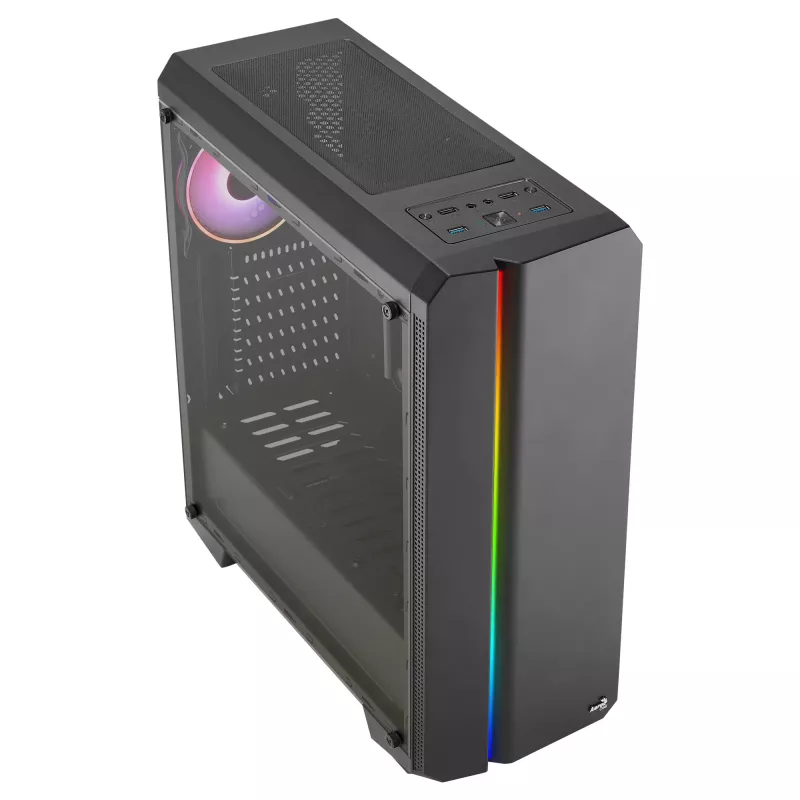 Aerocool GENESISV2BK pc ATX behuizing, frontpaneel LED ARGB ventilator ARGB 12 cm, zwart