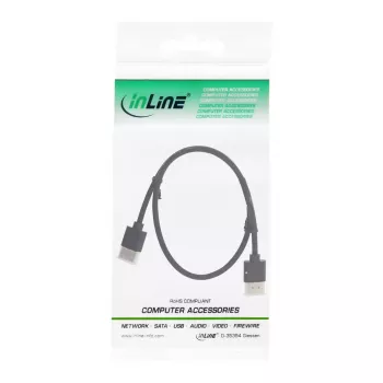 InLine High Speed HDMI-kabel met Ethernet, AM/AM, extra plat, zwart/goud, 1,8 m