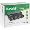 InLine netwerkswitch 8-poorts, 1 Gbit/s, desktop, metaal, ventilatorloos, afgeschermde poorten