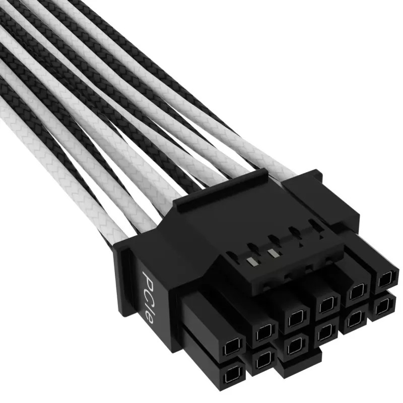 CORSAIR Premium Individually Sleeved 12+4pin Pci-e Gen 5 12vhpwr 600w kabel Type 4 zwart/wit