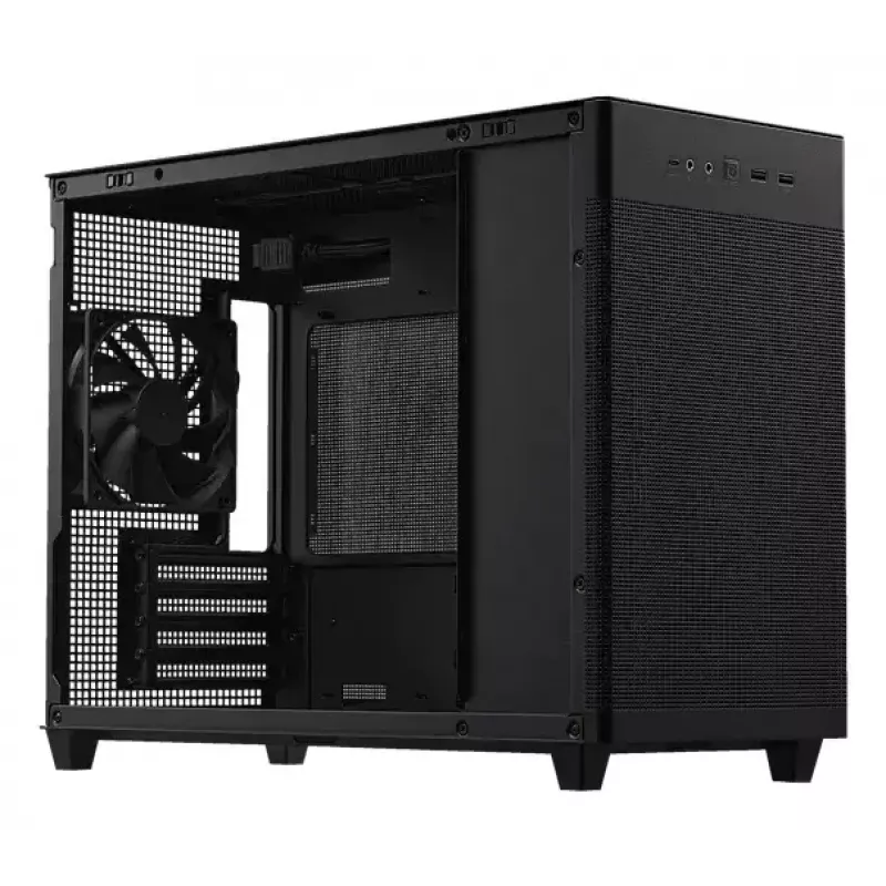 PC-behuizing ASUS Prime AP201 MicroATX Mini Tower zwart — ondersteunt microATX, max. GPU 338 mm, CPU-koelerhoogte 170 mm, 3x 3,5-inch bays, USB-A 2x, USB-C 1x