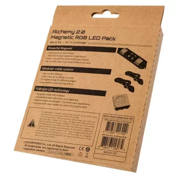 Computerkast-verlichtingsset BITFENIX Alchemy 2.0, universele behuizing, 12 V, 5,04 W, 2 stuks, 10 mm x 0,5 m, zwart/wit