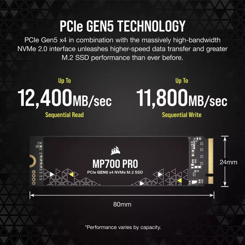 SSD 2 TB CORSAIR M.2 PCI-E NVMe Gen5 MP700 PRO retail