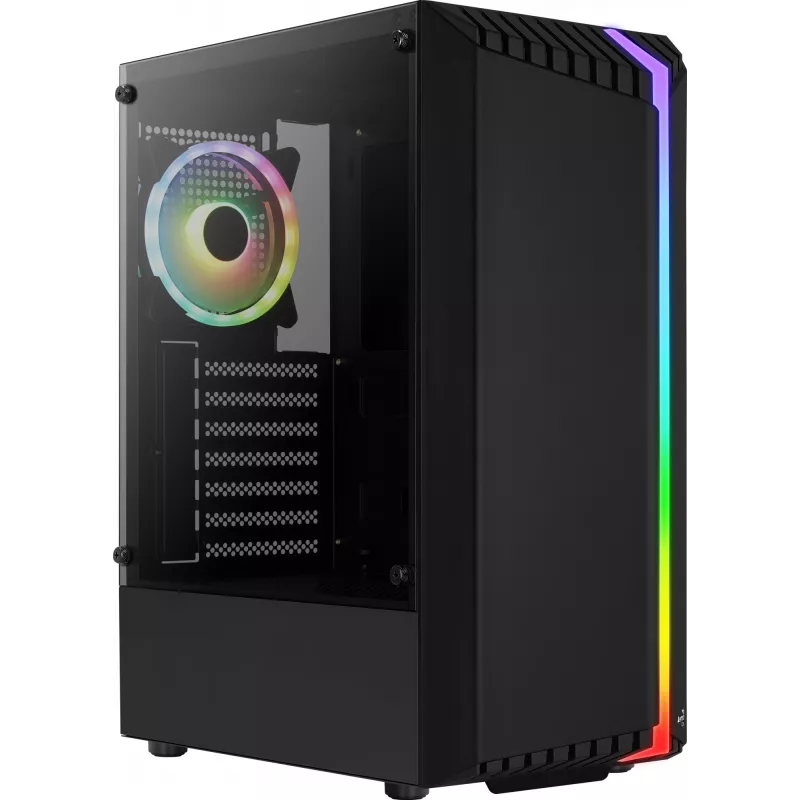 Aerocool Bionic V2 (PGS Bionic-G-BK-v2) Midi Tower pc-behuizing, ATX, RGB, gehard glas, zwart