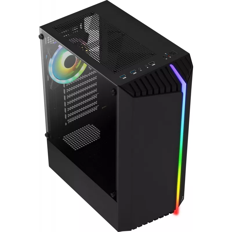 Aerocool Bionic V2 (PGS Bionic-G-BK-v2) Midi Tower pc-behuizing, ATX, RGB, gehard glas, zwart