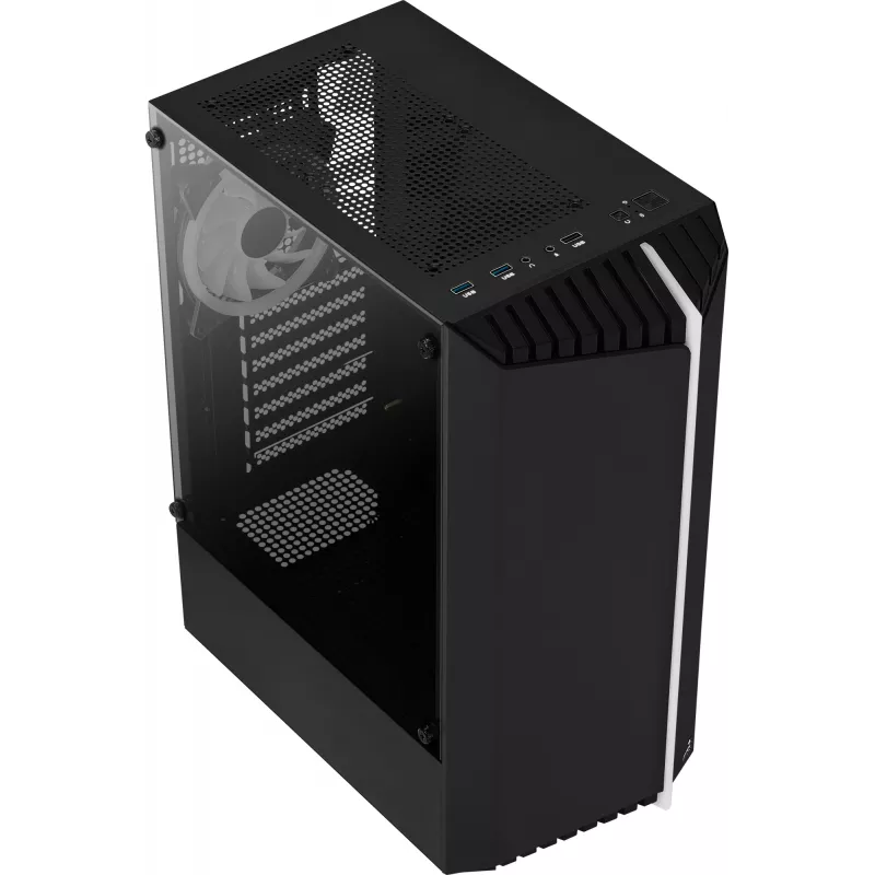 Aerocool Bionic V2 (PGS Bionic-G-BK-v2) Midi Tower pc-behuizing, ATX, RGB, gehard glas, zwart