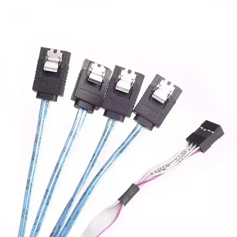 SilverStone SST-CPS05 kabel van Mini-SAS HD (SFF-8643) naar SATA 7-pins met sideband, 4-lane, SAS 12 Gbit/s, 0,5 m, zwart
