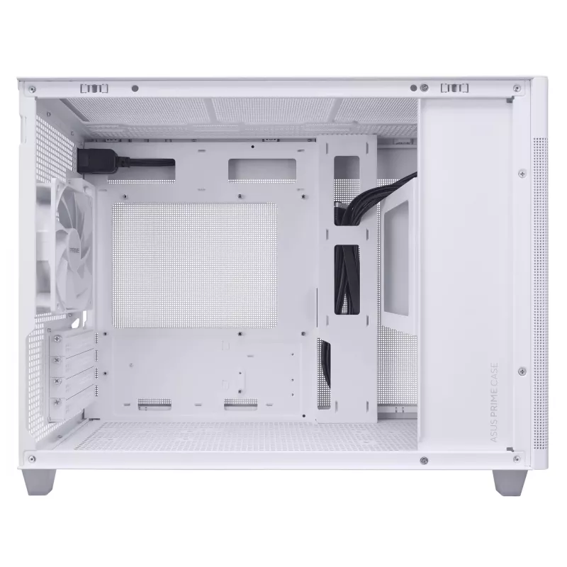 Pc-behuizing ASUS Prime AP201 MicroATX Mini Tower wit — ondersteunt microATX, GPU tot 338 mm, 3×3,5-inch + 1×2,5-inch drives, USB-A 3.2 Gen1×2, USB-C 3.2 Gen2×1