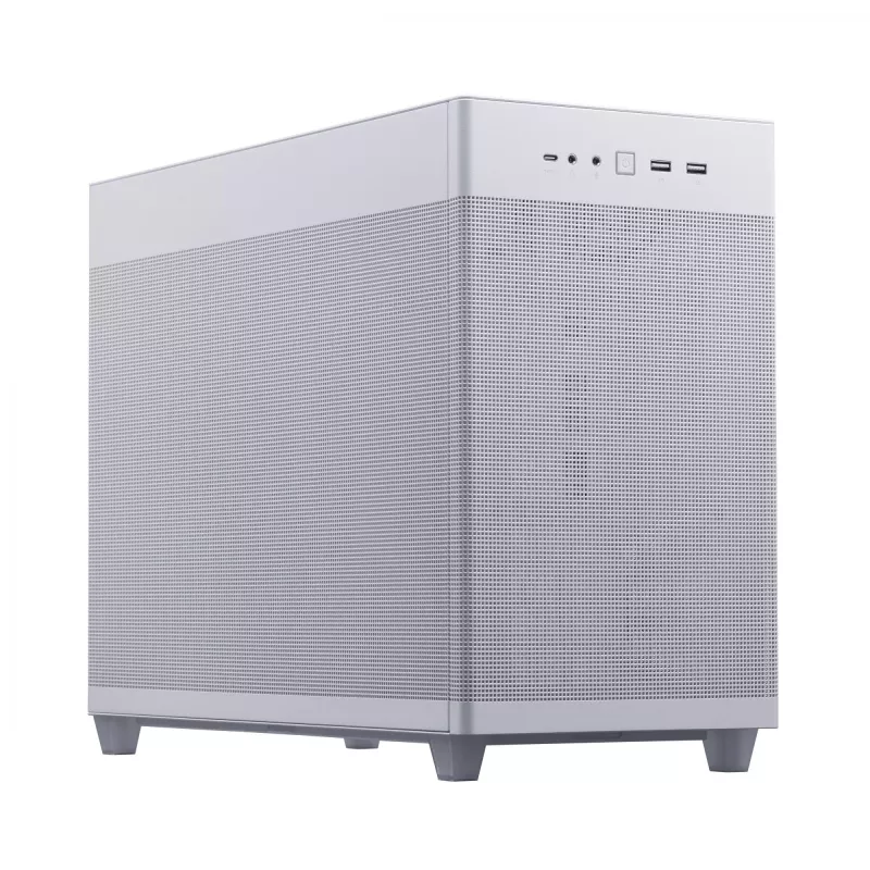 Pc-behuizing ASUS Prime AP201 MicroATX Mini Tower wit — ondersteunt microATX, GPU tot 338 mm, 3×3,5-inch + 1×2,5-inch drives, USB-A 3.2 Gen1×2, USB-C 3.2 Gen2×1