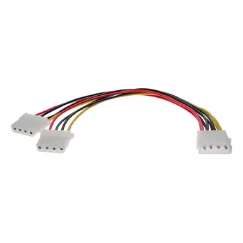 InLine interne stroom-Y-kabel 1x 5,25 inch Molex / 2x 5,25 inch Molex 0,20 m